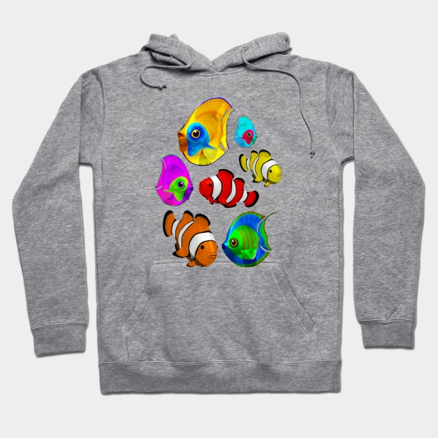 Tropical Colorful Fish Pattern Hoodie by BluedarkArt